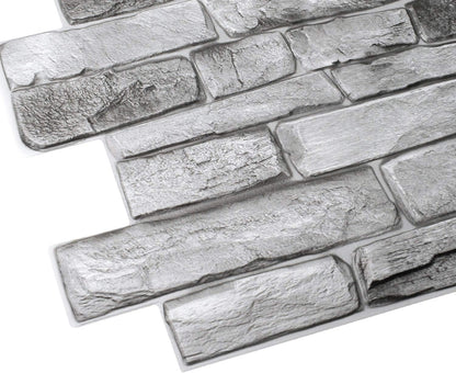 Dundee Deco Grey Faux Stone PVC 3D Wall Panel, 3.2 ft X 1.6 ft (98cm X 50cm), Interior Design Wall