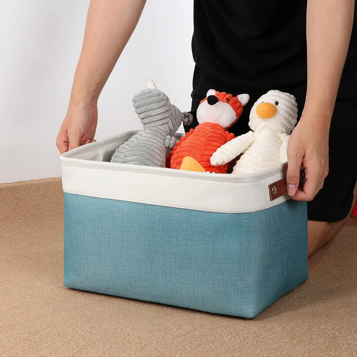 DULLEMELO Storage Baskets for Shelves, Fabric Collapsible Rectangular Storage Bins for Shelves