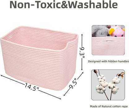 Cotton Rope storage Basket Bins Woven Basket for Organizing Shelves Rectangle Decorative Baskets
