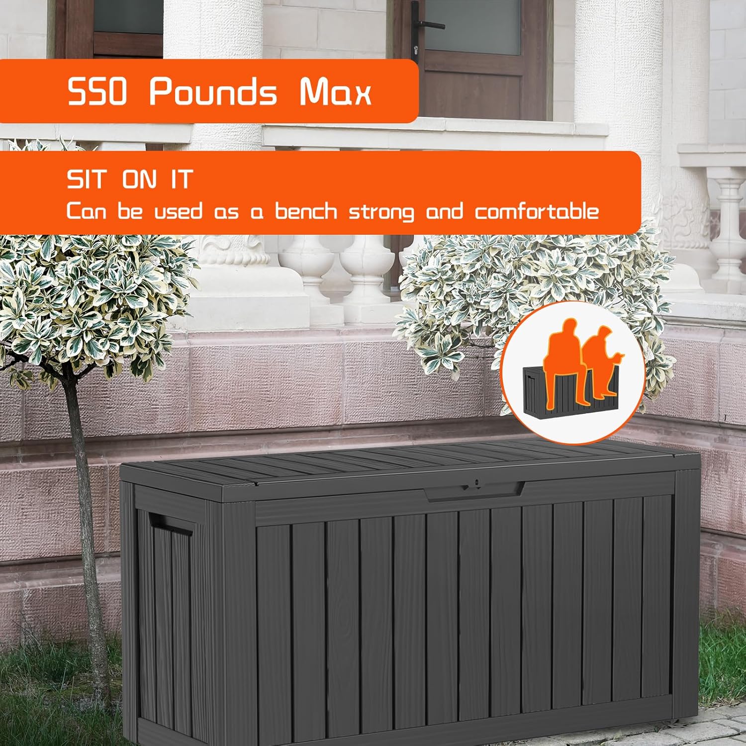 DRATO 80 Gallon Deck Box, Outdoor Storage Box for Patio Furniture, Patio Cushions, Gardening Tools