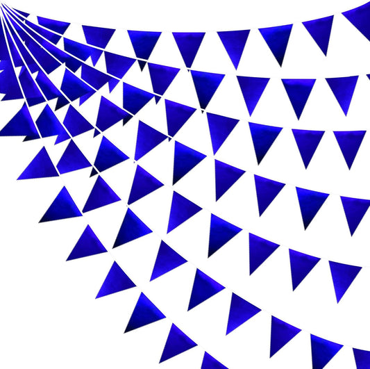 Royal Blue Party Decoration Navy Blue Triangle Pennant Banner Flag Dark Blue Metallic Fabric