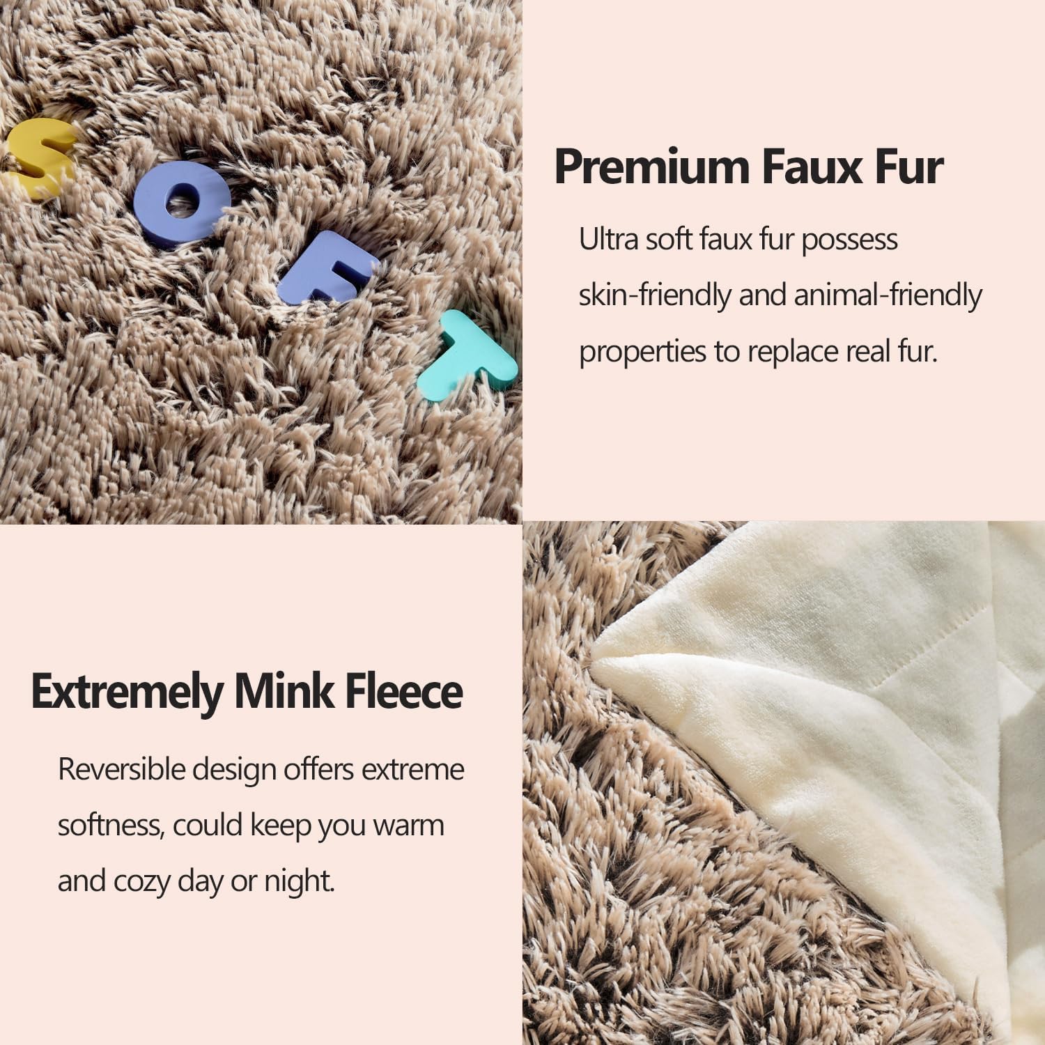GONAAP Fuzzy Faux Fur Throw Blanket Twin Size Frosty Brown Super Soft Cozy Plush Fuzzy Shaggy