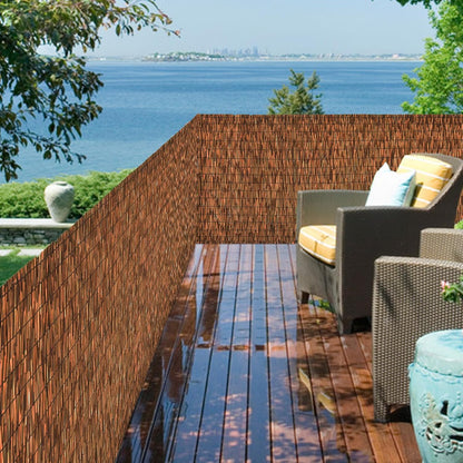Brown 5.6FT X 16.4FT Reed Fencing Roll, Balcony Privacy Reed Shade Bamboo Fencing Garden Fence