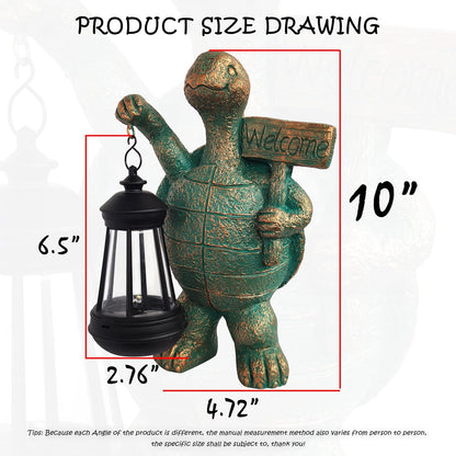 Turtle Garden Statue Outdoor Décor with Solar Lights Lantern,Turtle Solar Light Figurines Outside