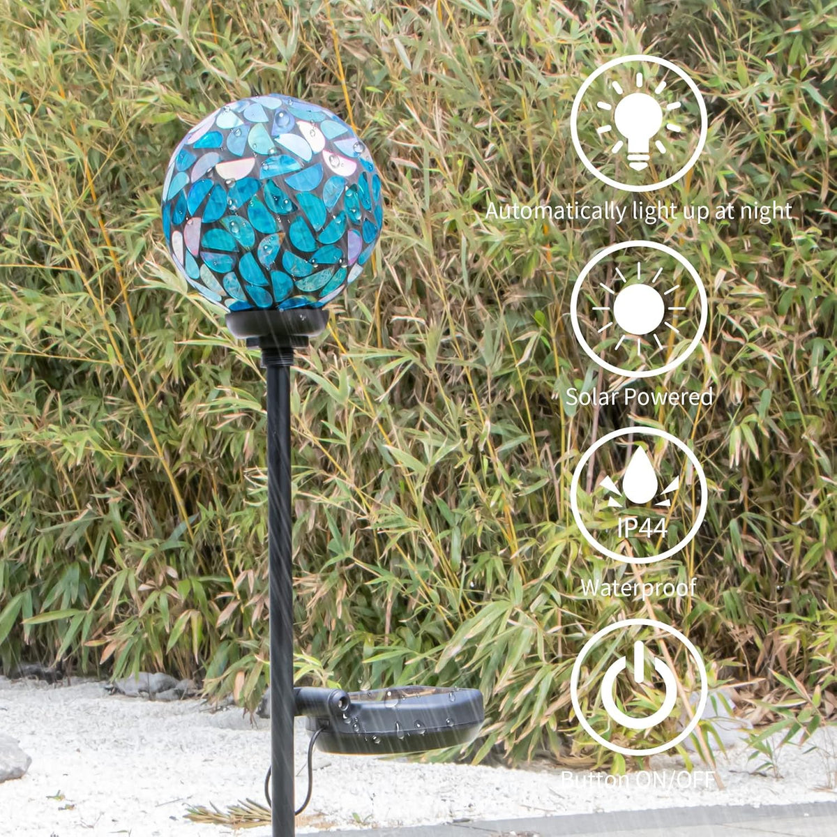VCUTEKA Solar Lights Outdoor Decorative - Mosaic Solar Garden Light Waterpoof LED Pathway Stake