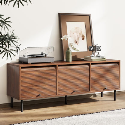 59 Inch TV Stand with Power Outlet for TVs up to 65 Inch, Entertainment Center with Storage