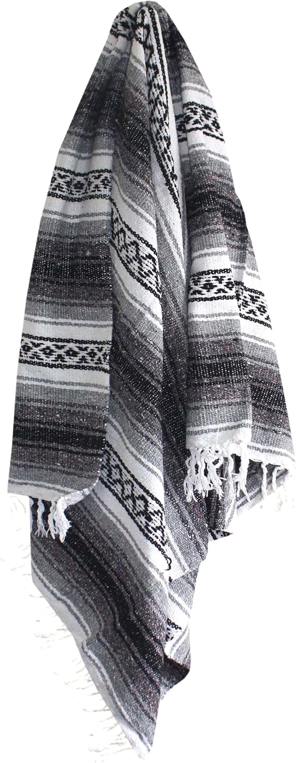 Del Mex Classic Mexican Blanket, Large Authentic Woven Falsa Throw (70"x50"), Artisan Southwest