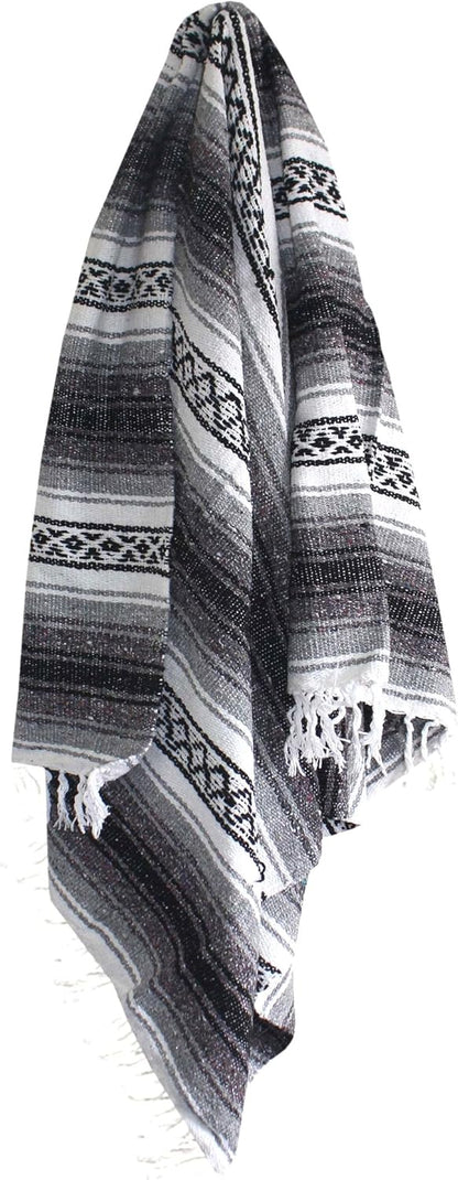 Del Mex Classic Mexican Blanket, Large Authentic Woven Falsa Throw (70"x50"), Artisan Southwest