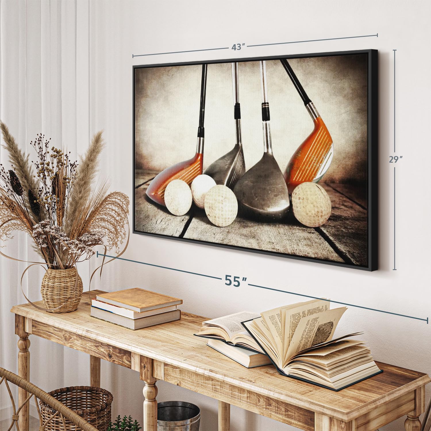 ElephantStock Golf Sets Wall Art - Horizontal Framed Canvas - 1-Piece Mancave Wall Decor