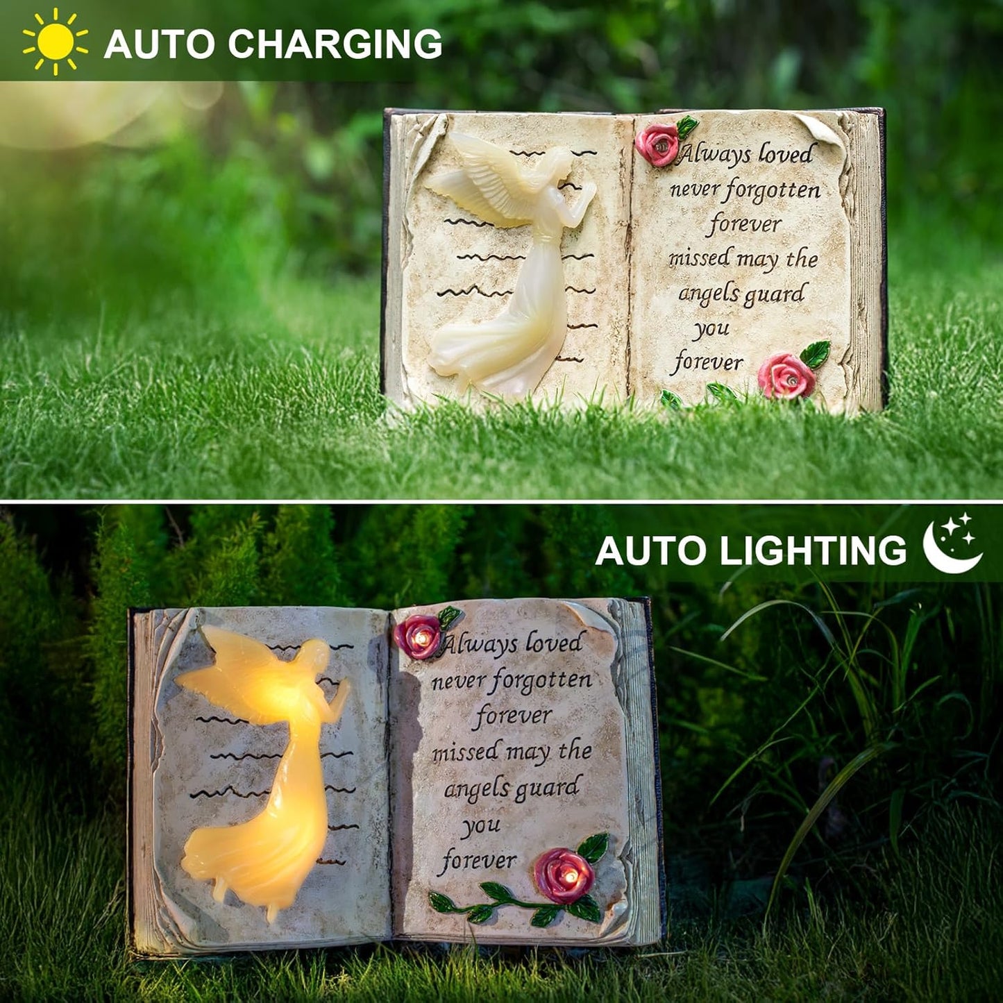 Outdoor Solar Angel Garden Stakes Lights, Waterproof Memorial Grave Decorations Gifts for Cemetery