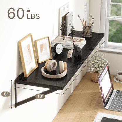 Fun Memories 40 Inch Floating Shelves, 10 Inch Deep Wall Shelf, 40 x 10 Floating Shelf Set of 2