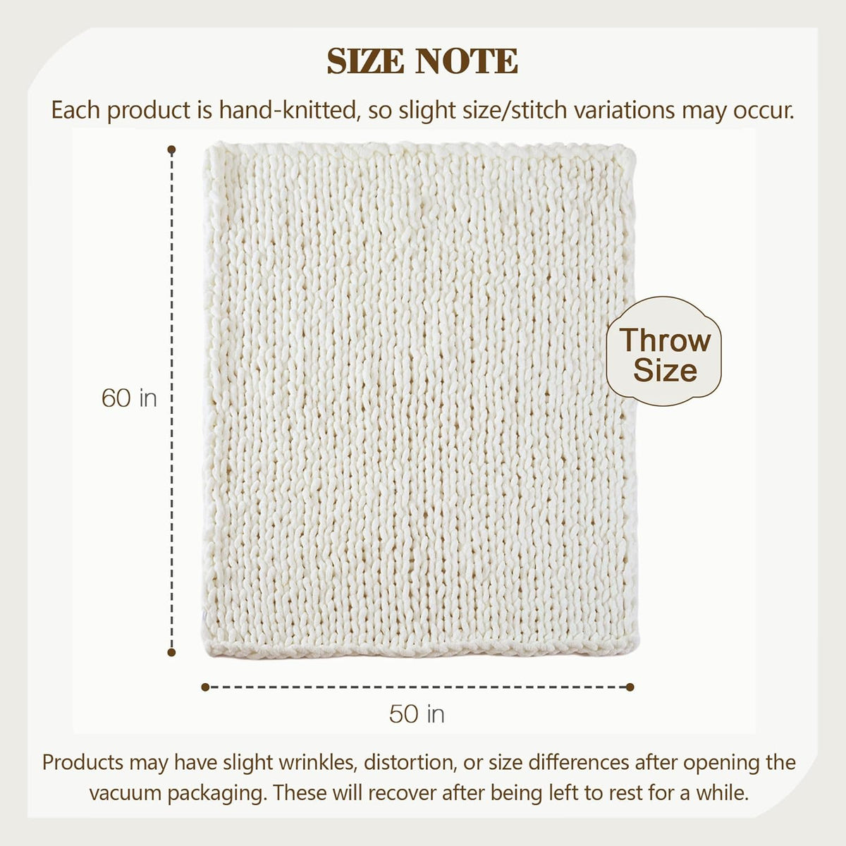 Carriediosa Chunky Knit Throw Blanket 50" X 60", 100% Hand Made Large Chenille Loop Yarn Soft