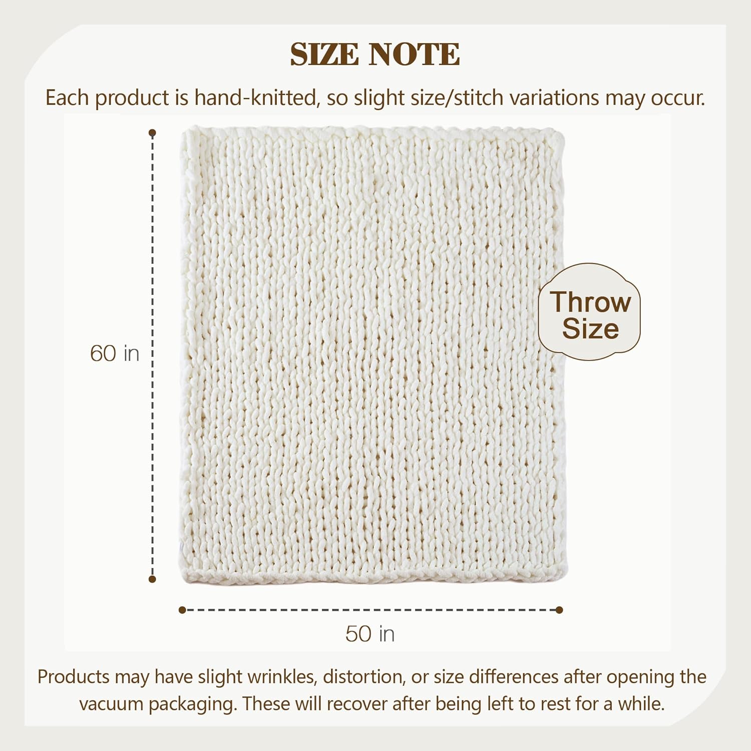 Carriediosa Chunky Knit Throw Blanket 50" X 60", 100% Hand Made Large Chenille Loop Yarn Soft