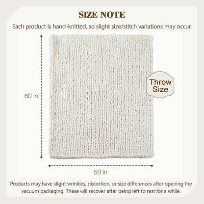 Carriediosa Chunky Knit Throw Blanket 50" X 60", 100% Hand Made Large Chenille Loop Yarn Soft