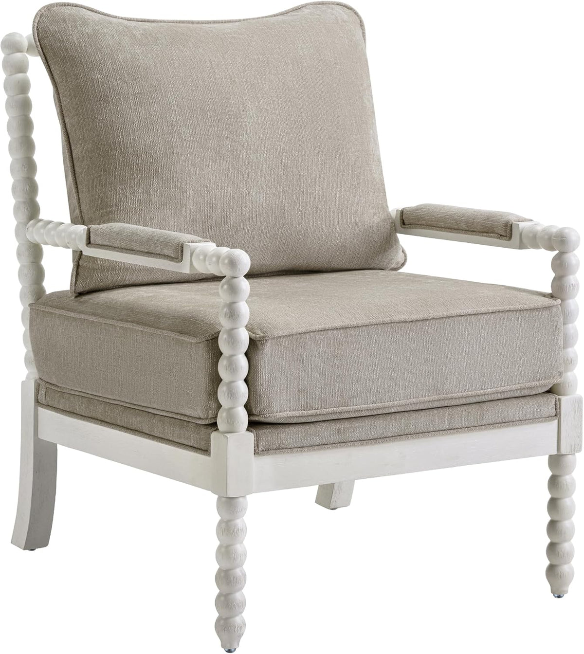 DUHOME Linen Fabric Spindle Accent Chair with Wood Frame,Spool Chairs with High Resilience Spring