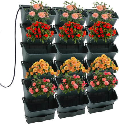 18 Pots Self-Watering Wall-Mounted Planter, 39.4”L x 39.4”H Vertical Wall Planter Self Watering