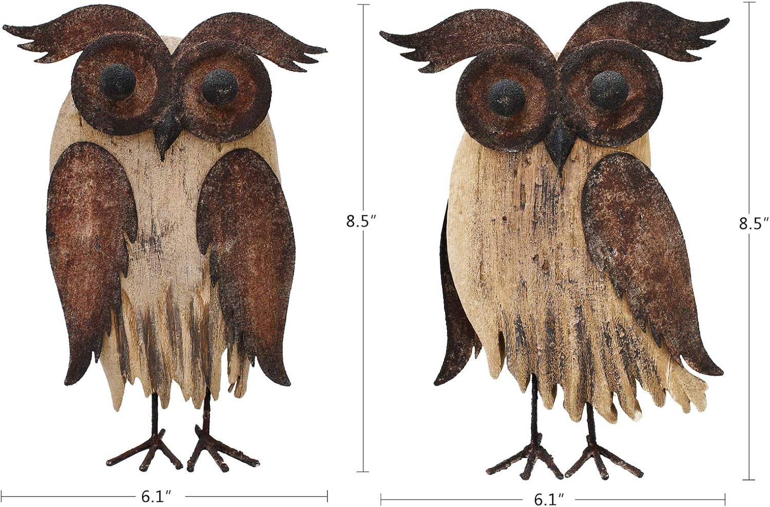 Rustic Owl Figurines Decor Animal Statue for Home - Wooden Stand Owl Sculptures Decorations for