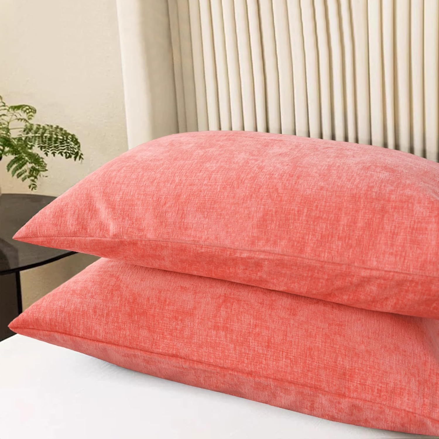 CaliTime Throw Pillow Covers Decorative 20 X 26 Inches Pack of 2 Cozy Chenille Standard Pillow