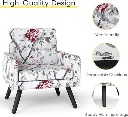 Kromax Mid-Century Modern Accent Chair for Living Room, 496 Lb. Weight Capacity, Dual Armrests