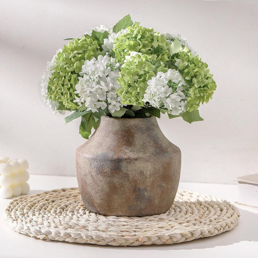 Mitt&Ditt Ceramic Flower Vase, 5.3 inch Pottery Farmhouse Rustic Vase, Handcrafted Weathered Vases