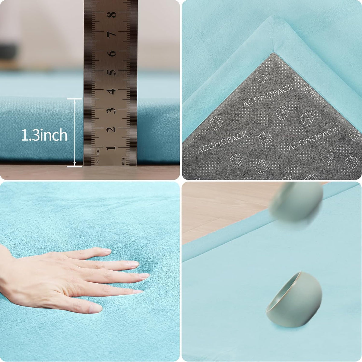 ACOMOPACK Baby Play Mat for Floor 1.3" Thick Memory Foam Play Mat 79"×157 Tummy Time Crawling with