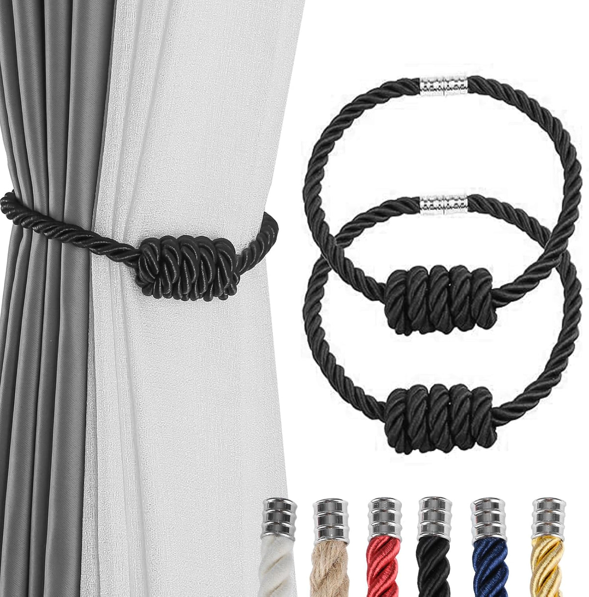 Fenghuangwu 2Pack Magnetic Curtain Tiebacks – Bohemian Style Handmade Woven Tie-Backs for