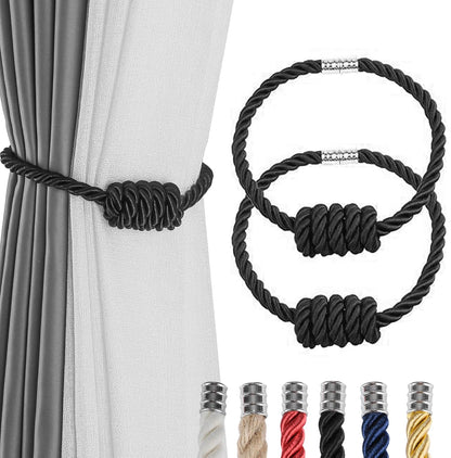 Fenghuangwu 2Pack Magnetic Curtain Tiebacks – Bohemian Style Handmade Woven Tie-Backs for