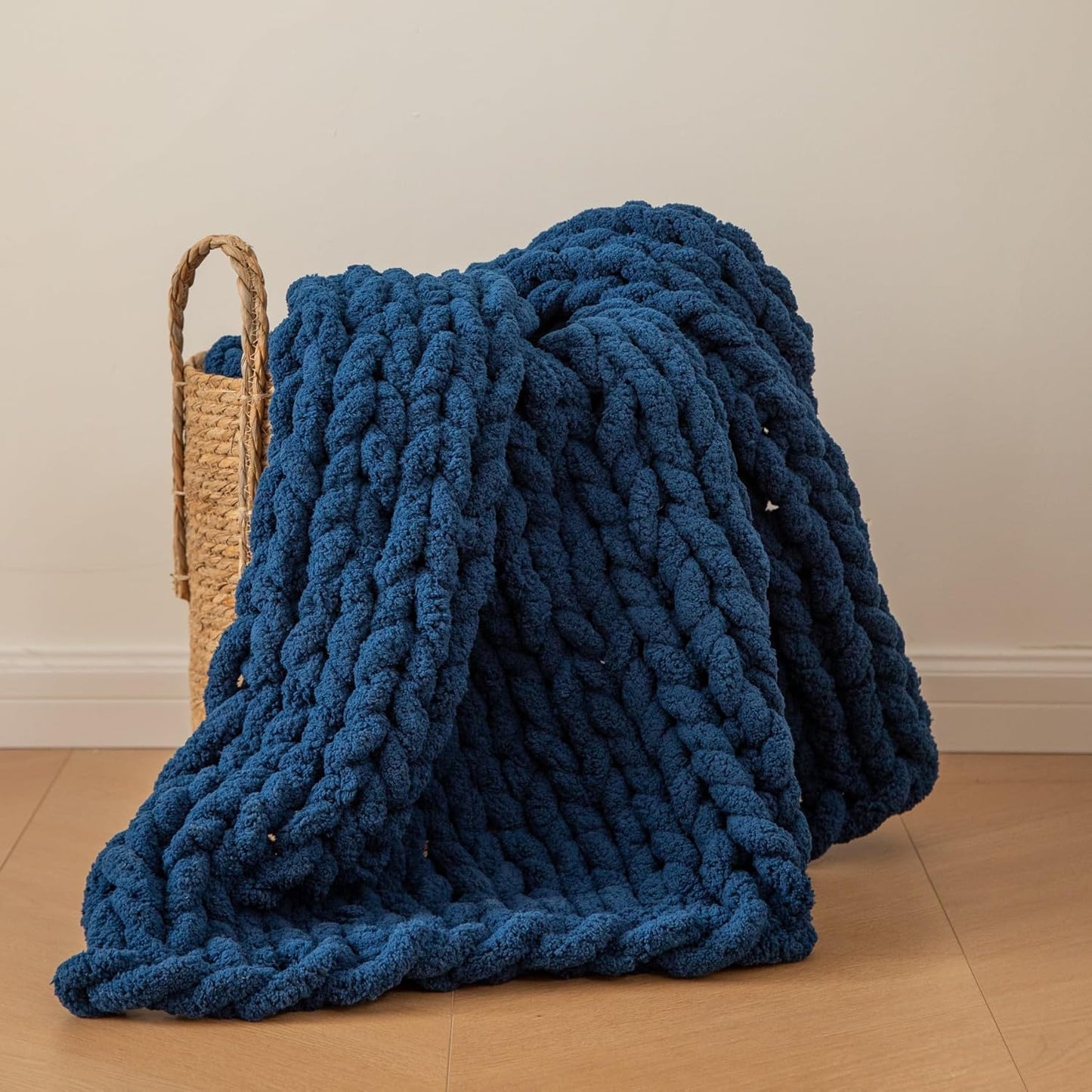 WESHIONGOO Chunky Knit Blanket Throw 40"*40" Knitted Throw Blankets for Couch Bed Fluffy Soft