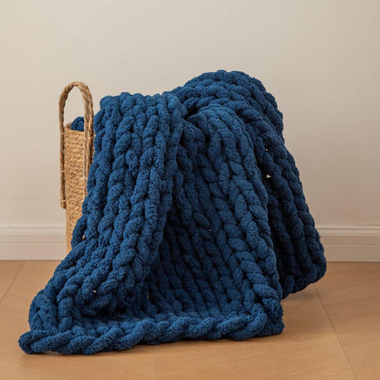 WESHIONGOO Chunky Knit Blanket Throw 40"*40" Knitted Throw Blankets for Couch Bed Fluffy Soft