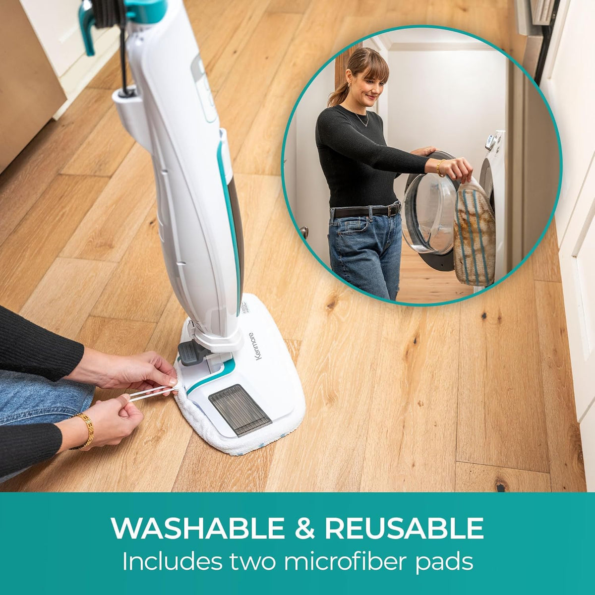 Kenmore SM2060 S200 Series Steam Mop for Floor Cleaning with Easy Scrubber & 2pcs Washable Pads, 2