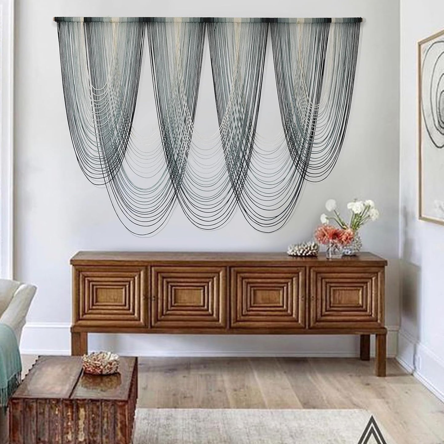 IOWER Large Macrame Wall Hanging Dip-Dyed Macrame Wall Decor Boho Wall Decor Craftsmanship Fiber