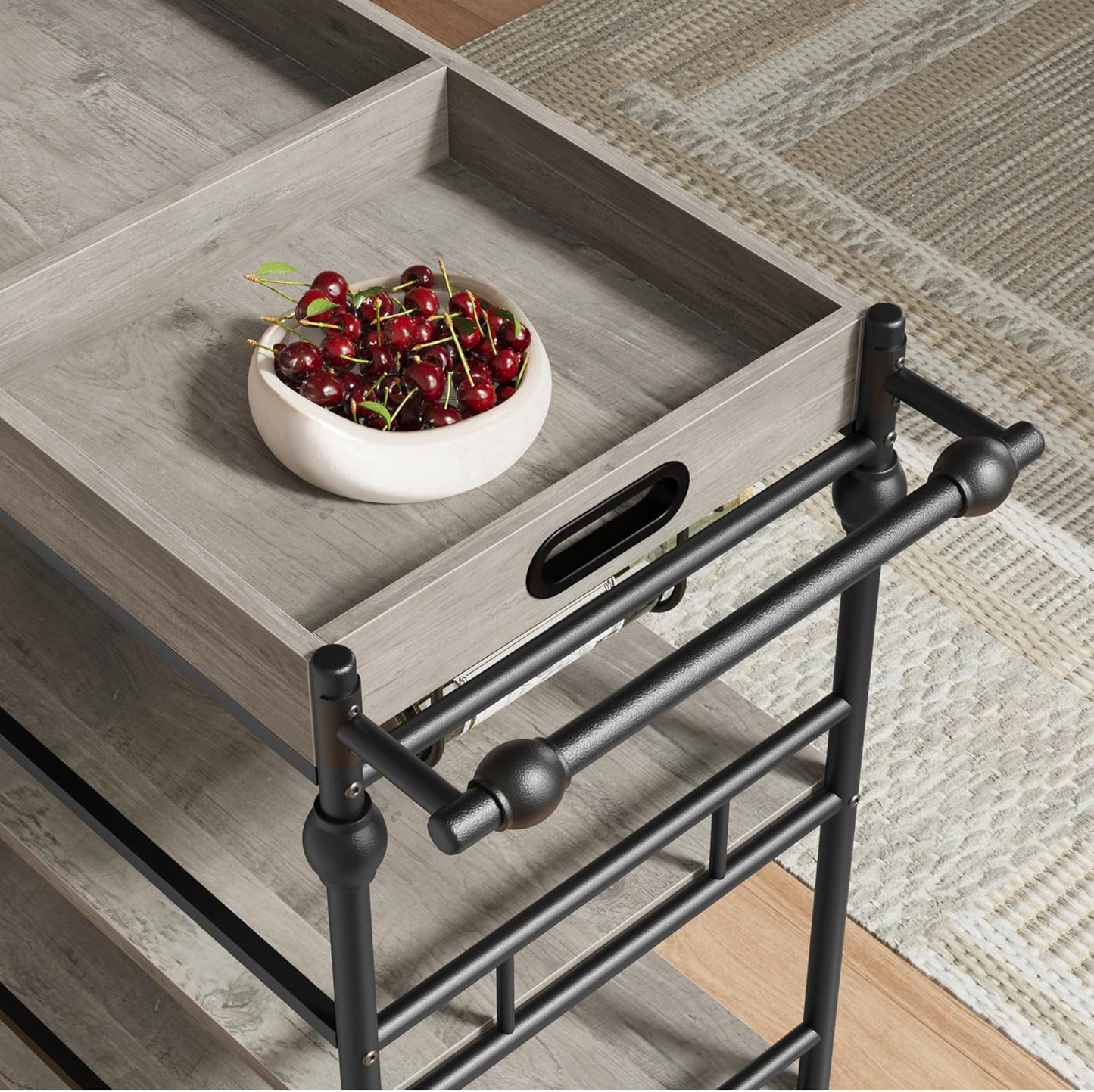 GarveeHome Bar Cart, Bar Carts for The Home, 3 Tier Serving Cart with Wheels, Home Bar & Serving