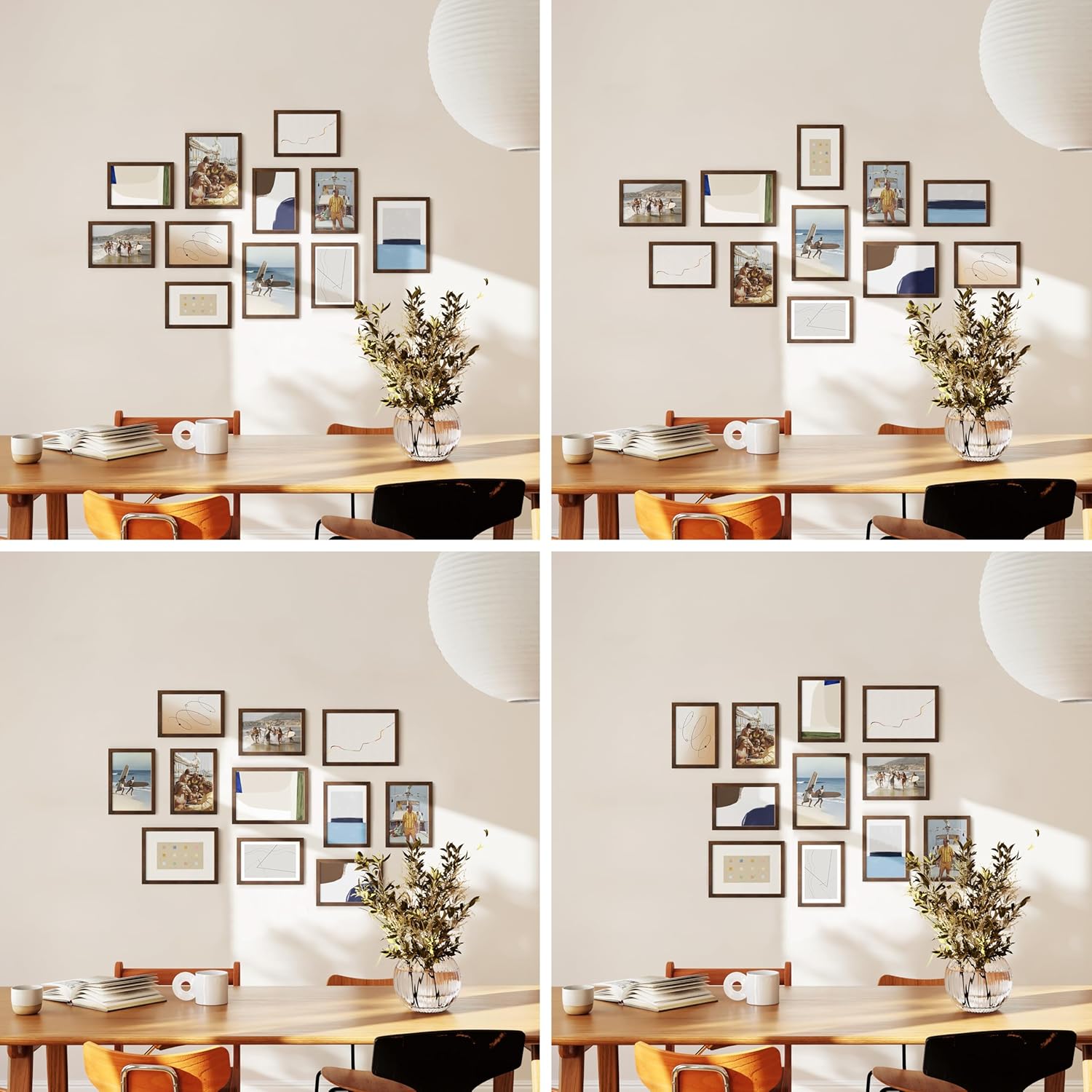 HAUS AND HUES Walnut Oak Wood Gallery Wall Tabletop Frames Made with Real American Oak and