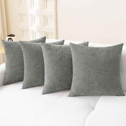 CaliTime Throw Pillow Covers Decorative 18 X 18 Inches Pack of 4 Cozy Chenille Cushion Cases for