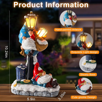 WINTS Solar Garden Gnome,Outdoor Gnome with Solar Lights Decor for Patio,Lawn,Yard,Balcony,Funny