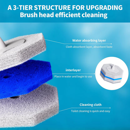 Disposable Toilet Brush with 50 Wand Cleaner Refills Pads，Wall Mounted Toilet Bowl Holder