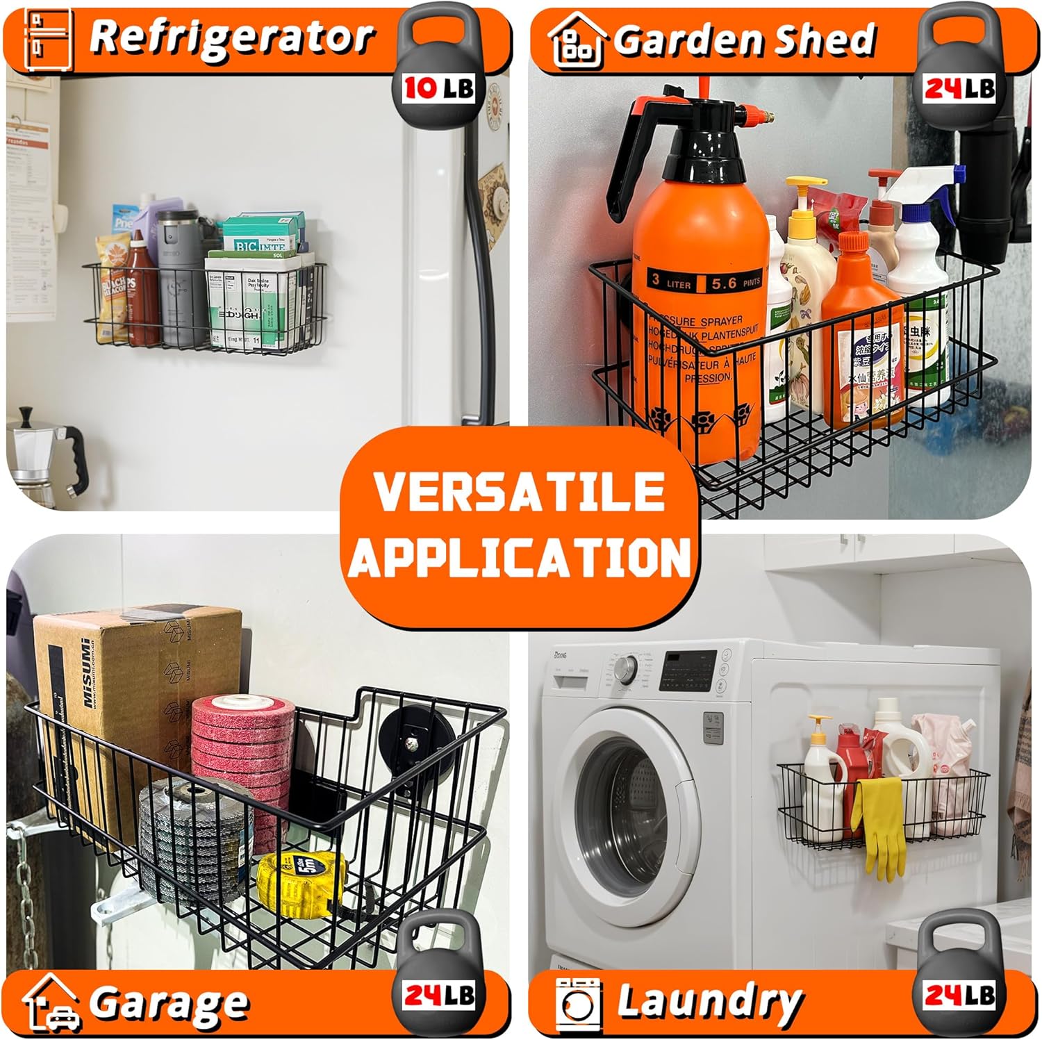 ULIBERMAGNET Magnetic Baskets, Large Capacity Metal Wire Mesh Basket Holder Organizer for Sundry