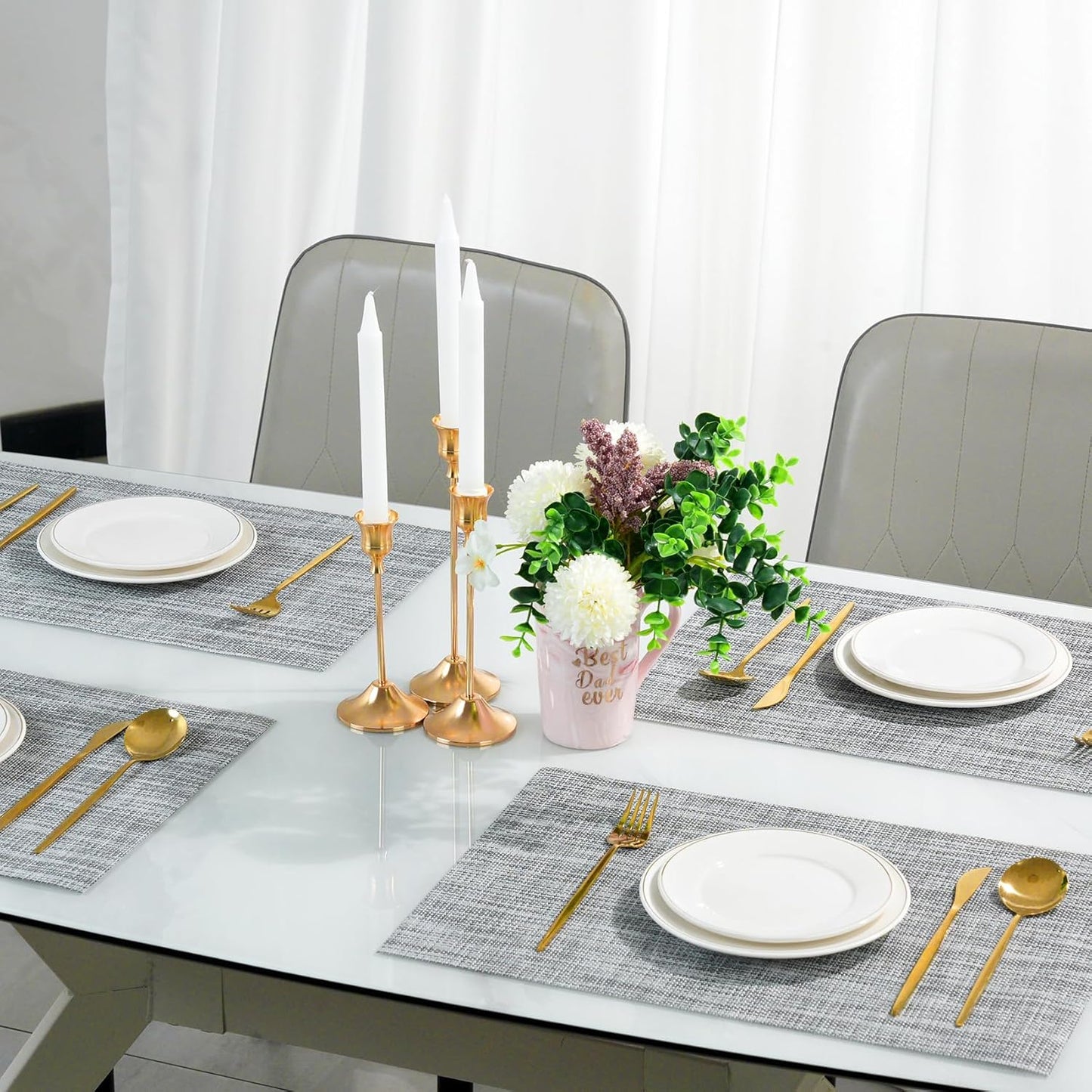 Placemats Set of 8，Non-Slip PVC Weave Table Mats Easy to Clean，Heat Resistant Place Mats for