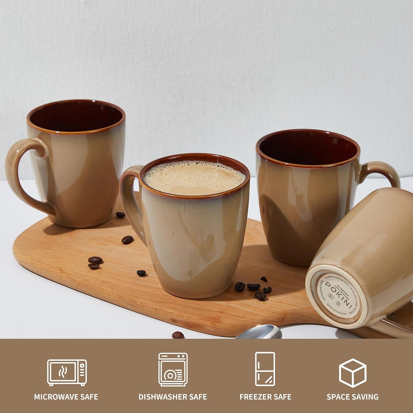 Coffee Mug 16 oz, Ceramic Coffee Mugs Set of 4, Reactive Glaze Mug for Latte/Tea/Cappuccino, Large