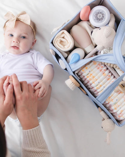 Lily Miles Baby Diaper Caddy Organizer, Quilted Nursery Storage Organizer for Newborn Essentials