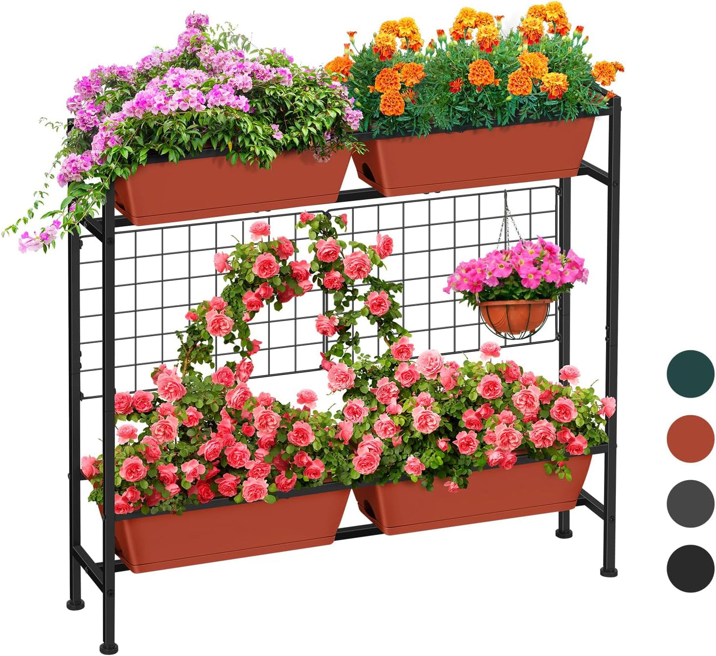 Raised Garden Beds Outdoor Elevated Planter Boxes with Trellis Herb Garden Planter Outdoor Raised