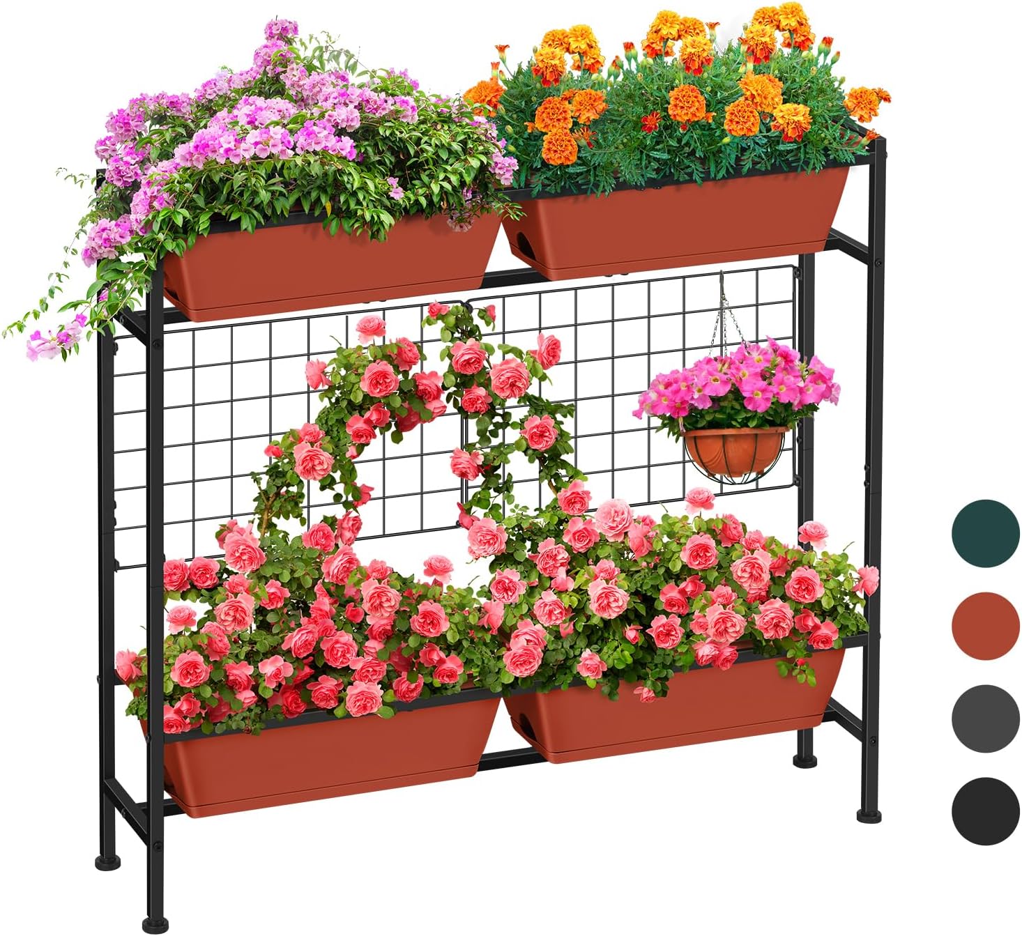 Raised Garden Beds Outdoor Elevated Planter Boxes with Trellis Herb Garden Planter Outdoor Raised
