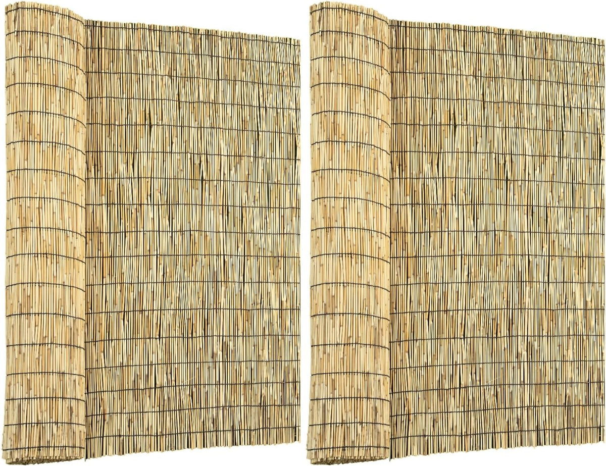 Natural 2 Pack 4FT X 16.4FT Reed Fencing Roll, Balcony Privacy Shade Reed Bamboo Fencing Garden
