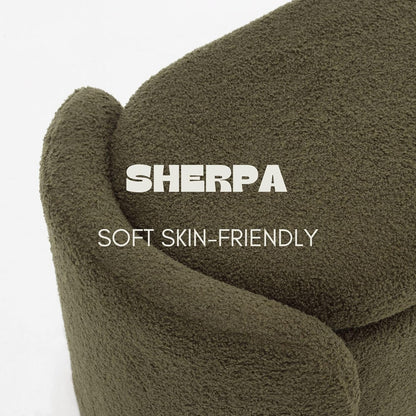 ROCTY Green Boucle Storage Bench - 50" Sherpa End of Bed Ottoman with Seating and Storage for