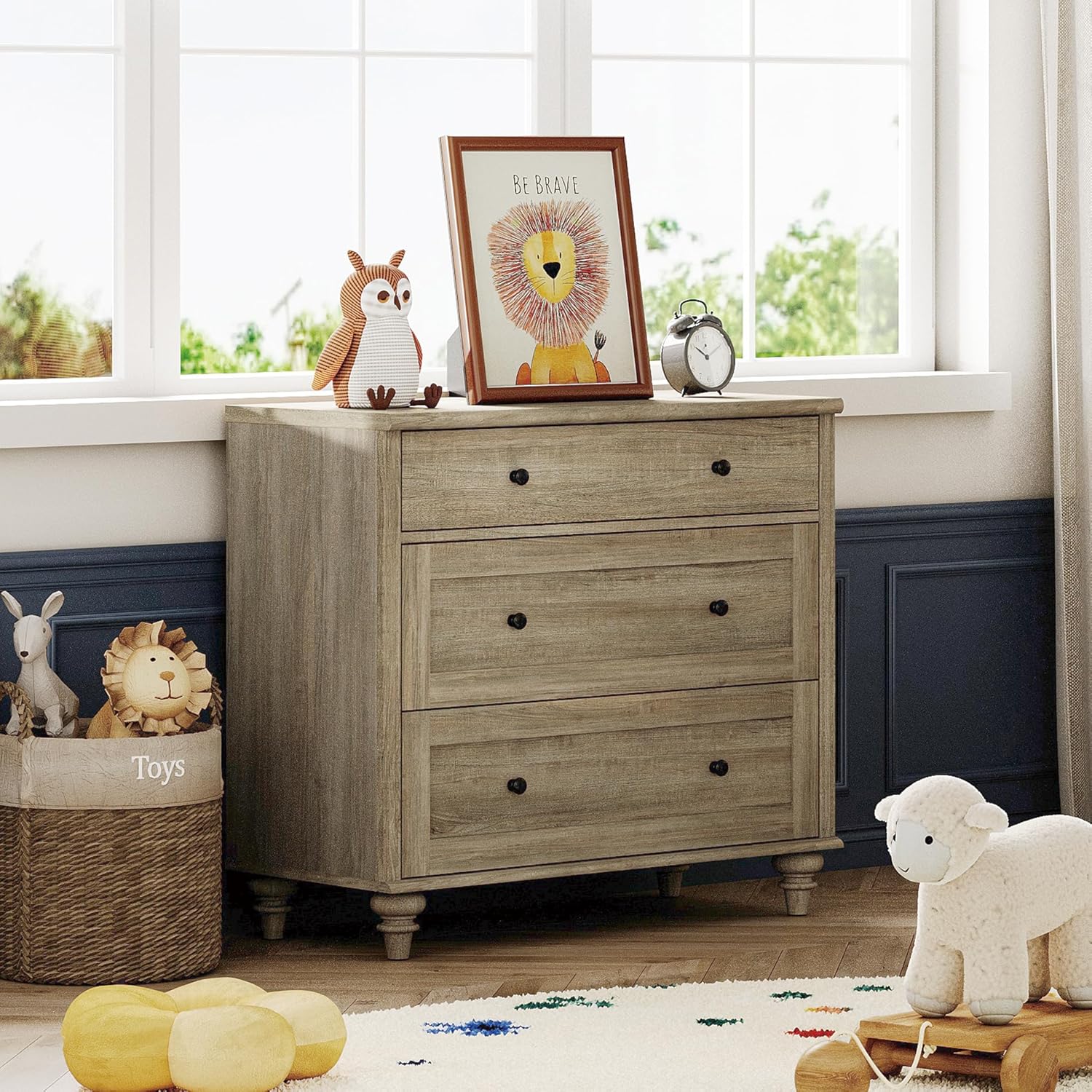 WAMPAT Baby Dresser for Bedroom with 3 Drawers, Kids Dressers with Wide Chest of Drawers, Modern
