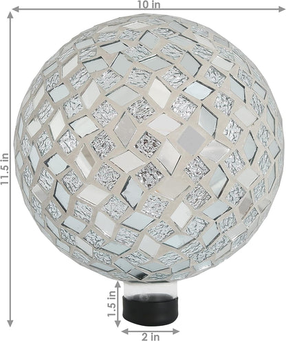 Sunnydaze 10-inch Gazing Ball for Garden - Crackled Glass Mosaic Gazing Globe for Outside
