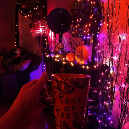 Purple and Orange Solar Halloween Lights Outdoor, Total 80 FT 240 LED Solar Powered Waterproof