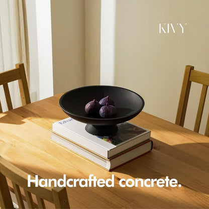 KIVY Concrete Fruit Bowl for Kitchen Counter - Large Decorative Bowl for Home Decor - Modern Key