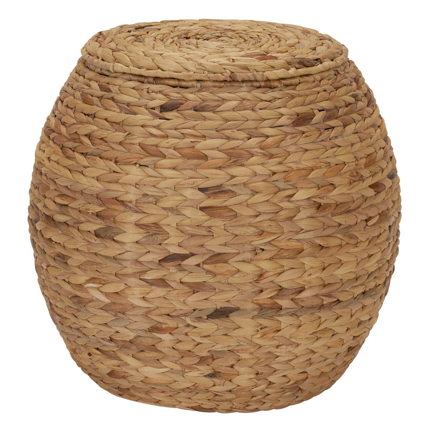 Household Essentials Round Handwoven Water Hyacinth Barrel Wicker Storage Basket Side Table