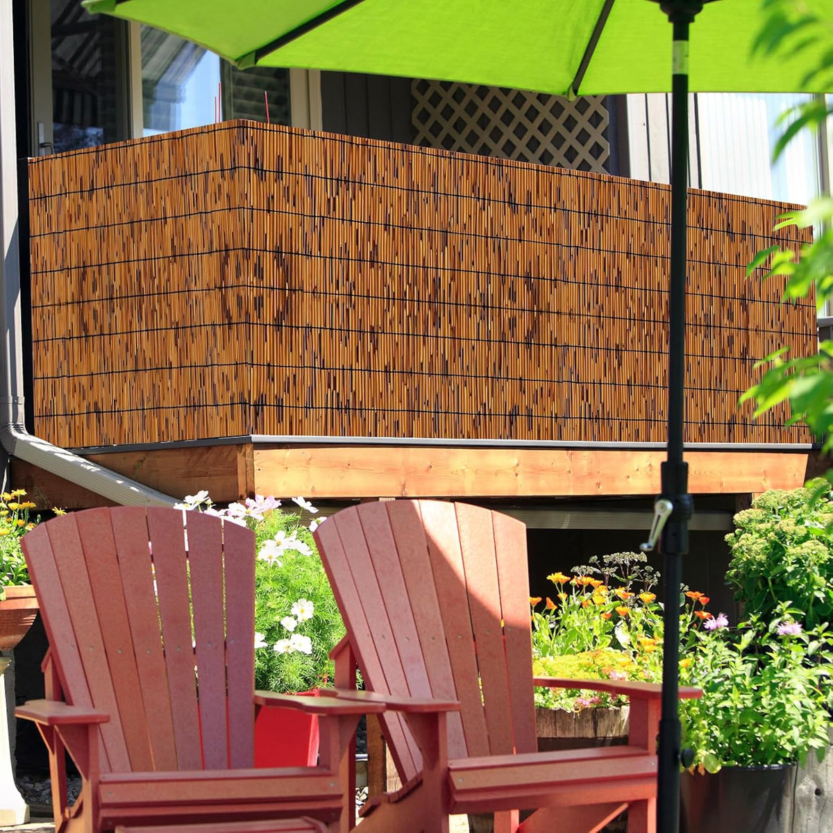 Bamboo Reed Fencing, Light Russet Bamboo Fence Rolls 3 Feet High, Decorative Reed Curtains Privacy